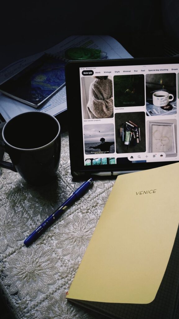 Crafting Captivating Headlines: Your awesome post title goes here A cozy office setting featuring a tablet, notebook, and mug on a textured surface.